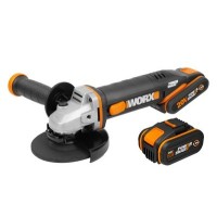 Meuleuse sans-fil Worx WX803 - 125mm 20V PowerShare - Inclut 2 batteries (1x 4Ah 1x 2Ah), Chargeur et Coffret