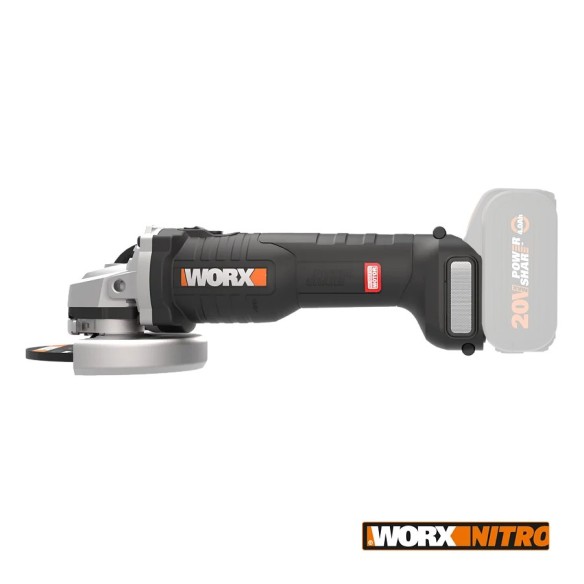 Meuleuse Brushless 125mm 20V Max. Worx | PowerShare | WX812.9 | Ne comprend pas batterie ni chargeur | Moteur sans balais