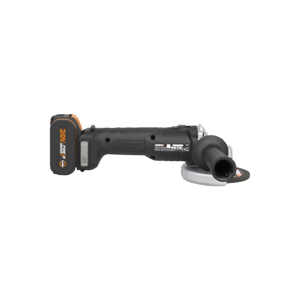 Meuleuse angulaire Brushless à batterie Worx WX813 - 115mm PowerShare 20V - Inclut 1 batterie 4Ah, chargeur et Coffret
