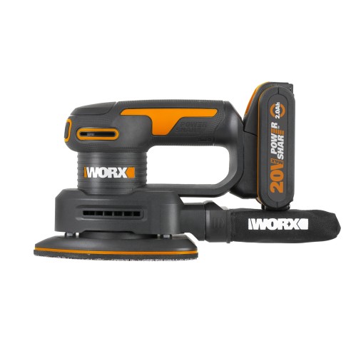 Ponceuse orbitale sans-fil Worx WX822.9 - 20V - Inclut 1 batterie 2Ah, chargeur et Coffret