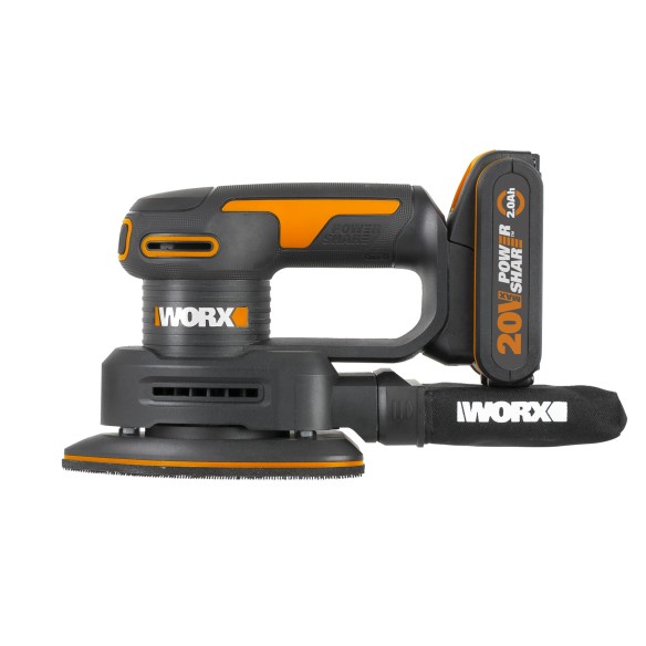 Ponceuse orbitale sans-fil Worx WX822.9 - 20V - Inclut 1 batterie 2Ah, chargeur et Coffret