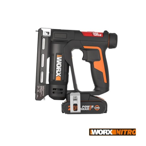 Grappeuse Cloueuse à Batteries Worx WX843 - 20V - Inclut 1 Batterie 2Ah, Chargeur et Coffret
