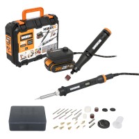 Kit MakerX Outil rotatif + fer à souder 20V Worx | PowerShare | WX988 - 1 batterie de 2Ah avec indicateur, 1 chargeur