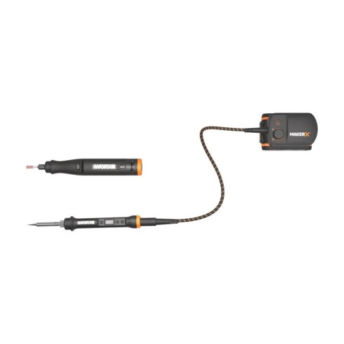 Kit MakerX Outil rotatif + fer à souder 20V Worx | PowerShare | WX988 - 1 batterie de 2Ah avec indicateur, 1 chargeur