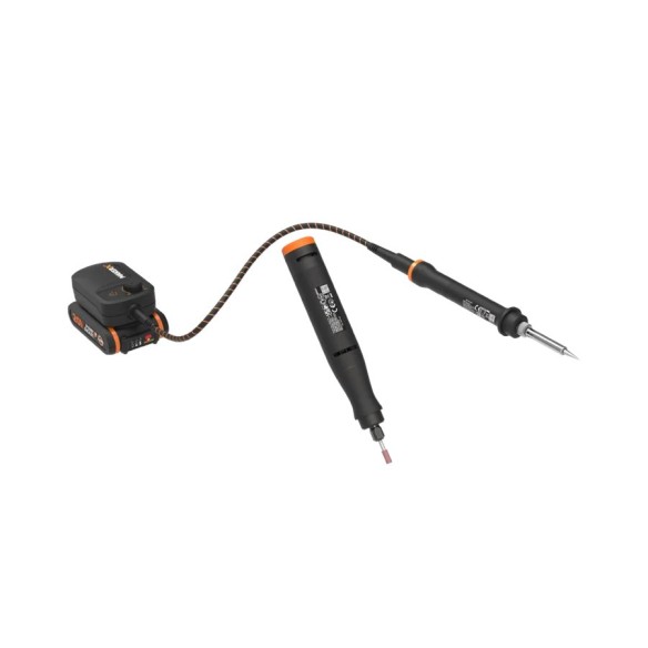 Kit MakerX Outil rotatif + fer à souder 20V Worx | PowerShare | WX988 - 1 batterie de 2Ah avec indicateur, 1 chargeur