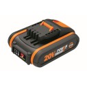 Batterie 20V 2,0 Ah Worx | PowerShare | WA3551 avec indicateur de charge, compatible avec tous les outils Worx de 20V et 40V.