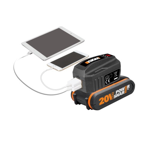 WA4009 | Powerbank - Chargeur portable pour batteries 20V Max. Worx | Port USB pour charger tout type de dispositif compatible