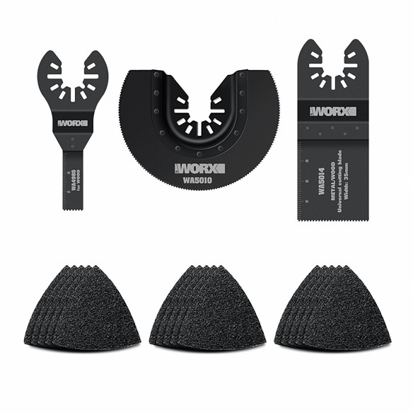 Worx WA5099 - Coffret d'outils oscillants de 18 pièces universel