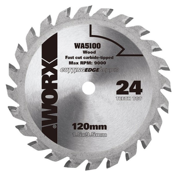 WA5100 | WA5100 Disque de coupe rapide pour bois | 120mm - 1,5x9,5MM | 24 Dents | 9.000 tr/min | Worxsaw