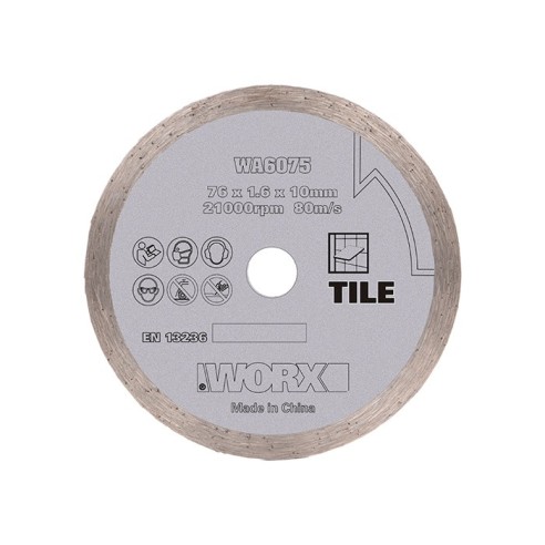 WA6075 | Worx | Disque diamant pour mini meuleuse WX801 (76 mm) | 21.000 tr/min | Bande continue | Idéal pour carrelage