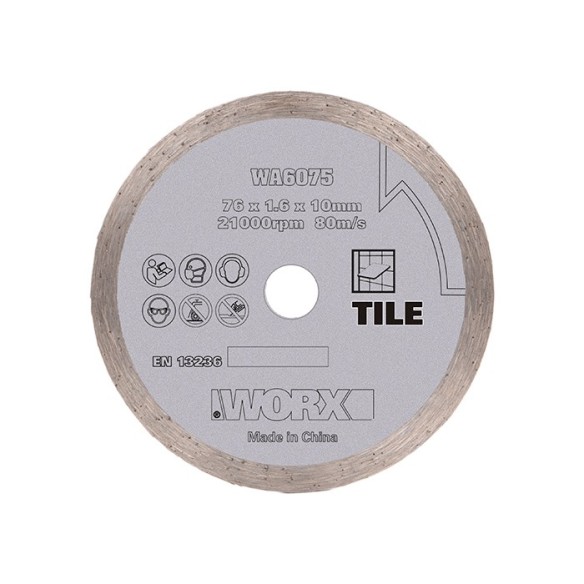 WA6075 | Worx | Disque diamant pour mini meuleuse WX801 (76 mm) | 21.000 tr/min | Bande continue | Idéal pour carrelage