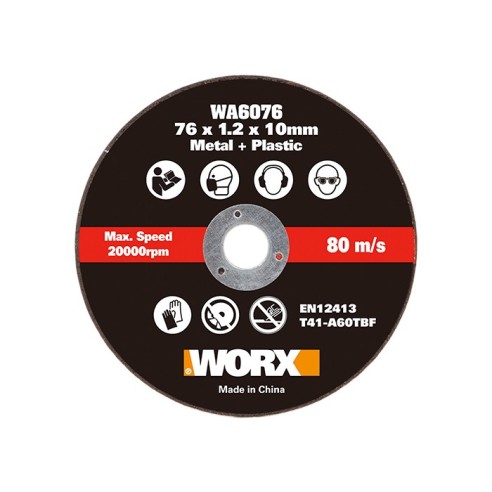 WORX WA6076.3 | 3 unités | Disques de coupe en métal pour scie WX801 (76 mm) | 76x1,2x10mm | Pour métal et plastique