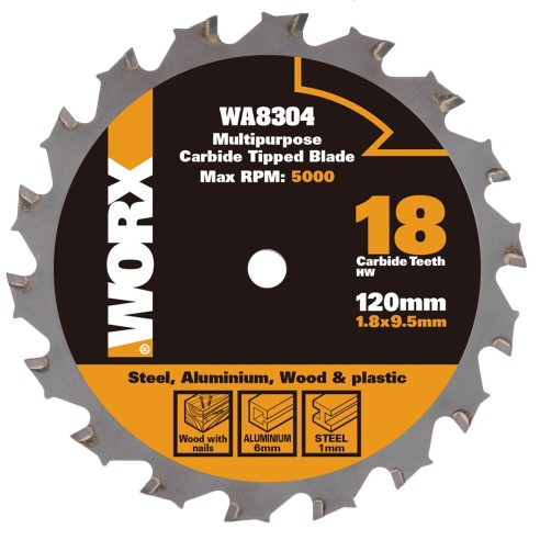 Worx wa8304 worxsaw 120 mm lame multi-matériaux : bois/métal/carrelage – Argent (1 pièce)