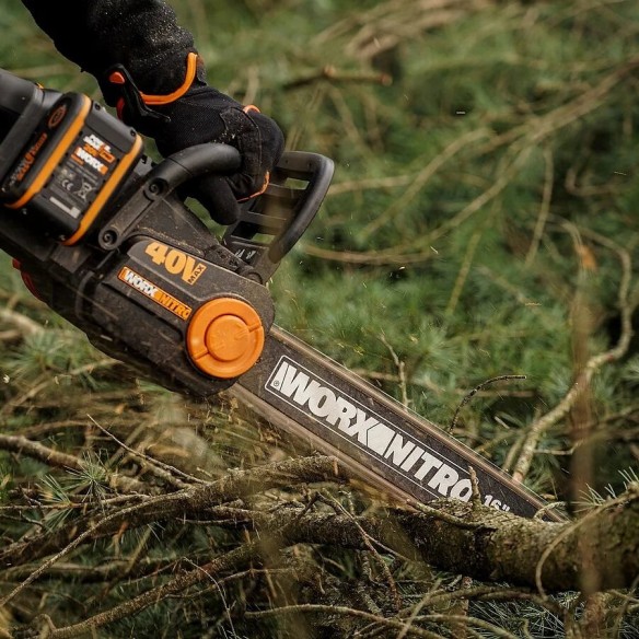 Tronçonneuse NITRO 40V (2x20V) Worx | PowerShare | WG385E.9 | Ne comprend pas de batterie ni de chargeur | Moteur sans balais | 