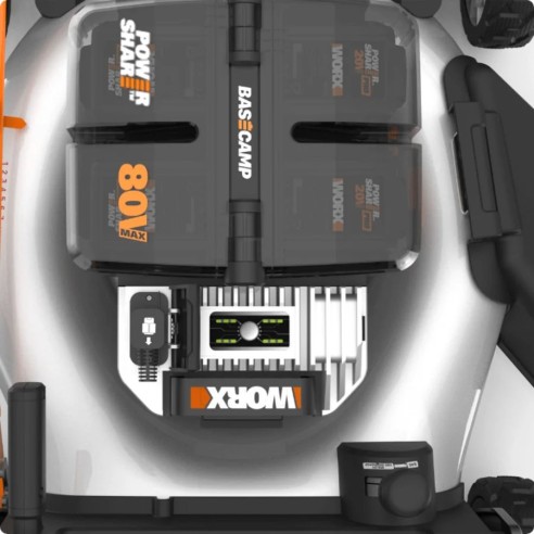 WORX NITRO - Tondeuse à gazon sans fil (80 V-4,20 V, 4 Ah, WG761E - 51 cm - jusqu'à 1000 m² avec une charge (livré avec 4 batter