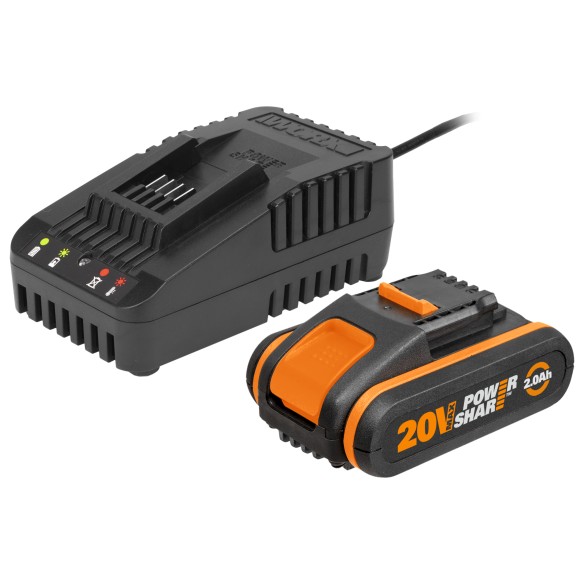 Worx WA3601 - 20V POWERSHARE : Batterie (2Ah) + Chargeur 1h