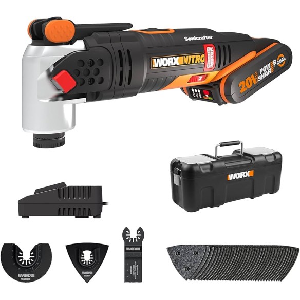 Outil oscillant Brushless Sonicrafter 20V Worx | PowerShare | WX693 - 1 batterie 2Ah | Moteur sans balais, vitesse variable,