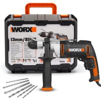 Perceuse à percussion 810W | Worx | WX318 | 3.000 tr/min | 48.000 bpm | mandrin de 13mm | contrôle de vitesse variable | Inclus 2