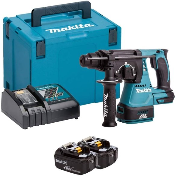 Marteau léger Makita DHR242RTJ - 18V, 2,0 J, SDS-PLUS, avec 2 batteries de 5,0Ah, Coffret Makpac