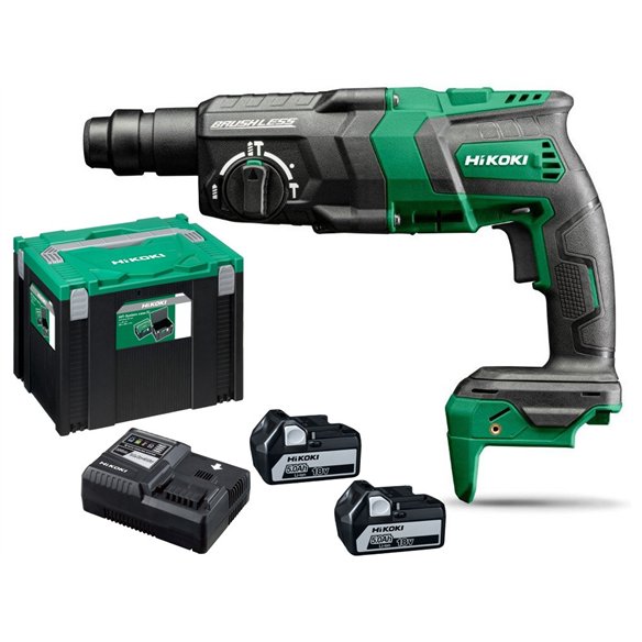 Marteau Combiné Hikoki DH18DPCWPZ Brushless SDS-PLUS avec 2 Batteries 18V 5Ah, Chargeur et Mallette