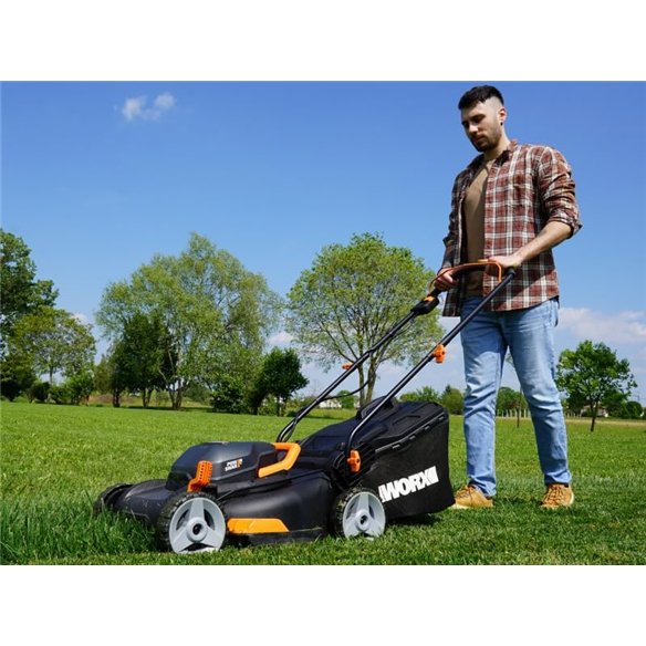 Tondeuse sans fil WORX WG743E | 40V (2x20V) 40 cm | IntelliCut | 7 hauteurs | 2x4,0 Ah + chargeur | 45 L