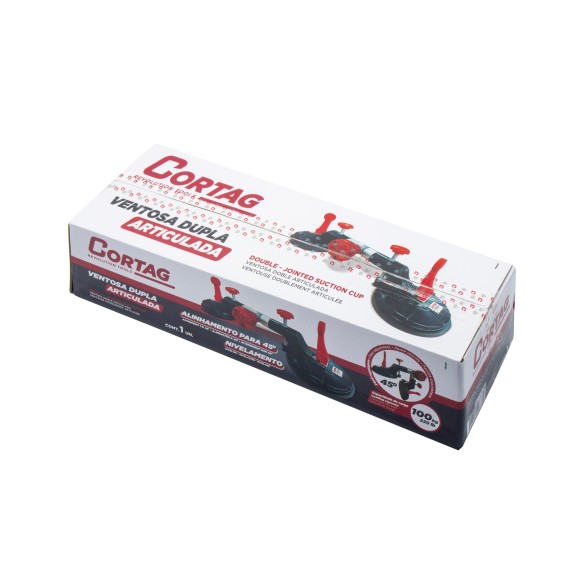 Ventouse Double Articulée Cortag | Jusqu’à 100 kg | Corps Aluminium Injecté | Nivelage de Sols et Revêtements