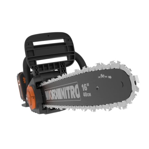 Tronçonneuse sans fil Worx WG385E 40V (2×20V), guide 40 cm, 18 m/s, moteur brushless, 2×4,0 Ah + chargeur double