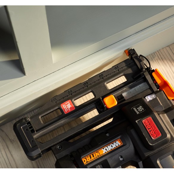 Cloueur à batterie Worx WX841 Nitro - Jusqu'à 64 mm dans le bois | Avec Batterie 20V 2,0Ah et Chargeur