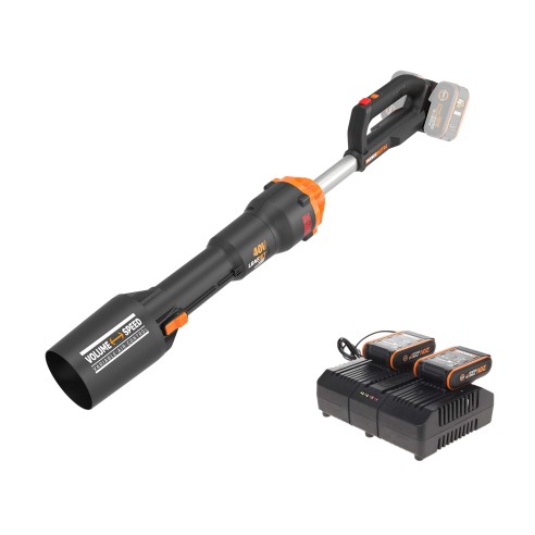 Worx WG585E – Souffleur 40V (2×20V) LeafJet, moteur sans balais, inclut 2 batteries 4,0Ah et chargeur.