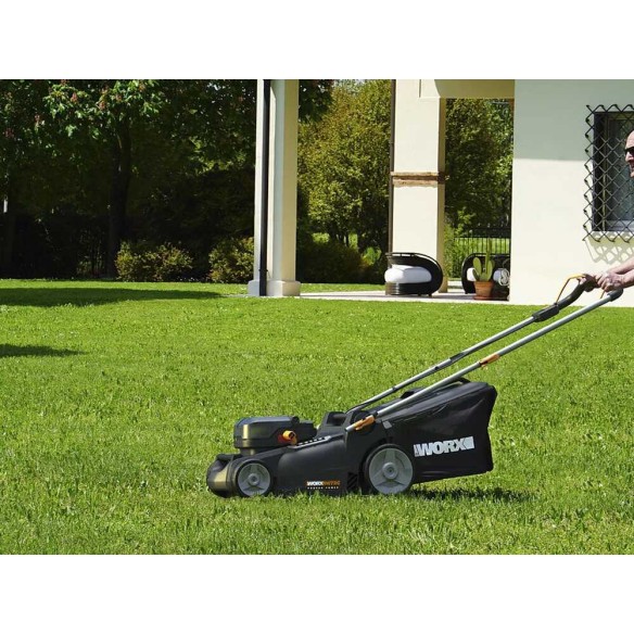 Worx WG737E – Tondeuse à gazon batterie 40V Nitro, 37 cm, moteur sans balais, inclut 2 batteries et chargeur