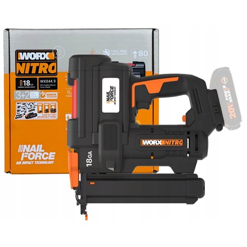 Agrafeuse sans-fil Worx WX844.9 | couronne étroite 18GA | Jusqu'à 40 mm | 80 agrafes/min | PowerShare 20V | outil seul