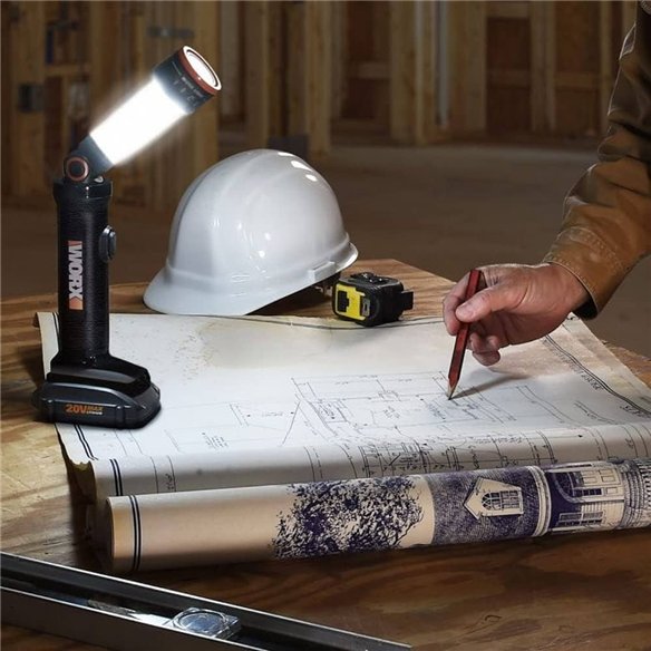 Worx WX027.9 – Lampe LED 4 fonctions 20V PowerShare, outil seul