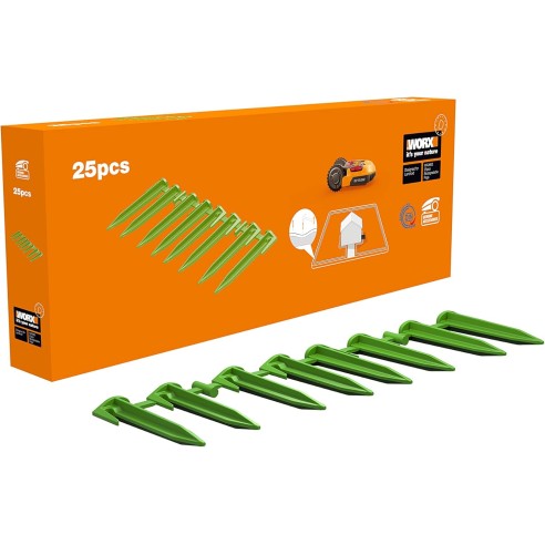Piquets biodégradables Landroid WORX WA0665 | 25 unités | fixation de câble périmétrique et bandes magnétiques