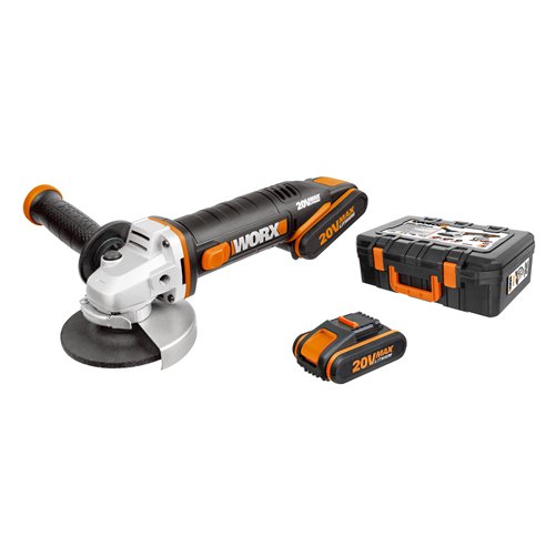 Meuleuse sans-fil WORX WX800.2 | 115 mm | 20V | avec 2 Batteries 2,0 Ah + Chargeur