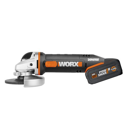 Meuleuse sans-fil WORX WX800.2 | 115 mm | 20V | avec 2 Batteries 2,0 Ah + Chargeur