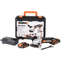 Meuleuse sans-fil WORX WX800.2 | 115 mm | 20V | avec 2 Batteries 2,0 Ah + Chargeur 2