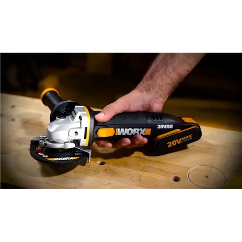 Meuleuse sans-fil WORX WX800.2 | 115 mm | 20V | avec 2 Batteries 2,0 Ah + Chargeur
