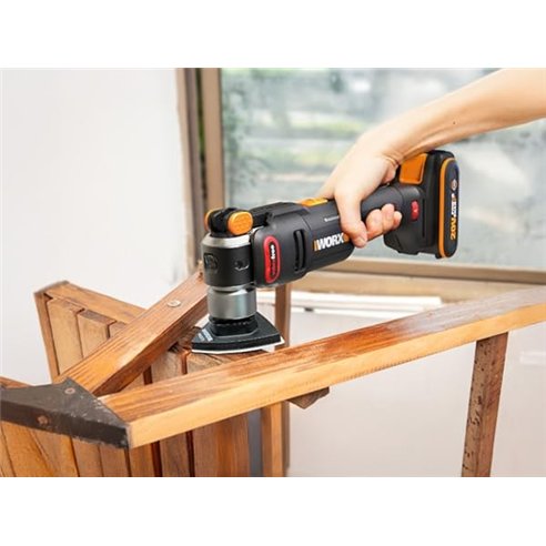 Outil oscillant sans fil WORX WX698 | brushless | 2 Batteries de 2,0 Ah, Chargeur et Coffret