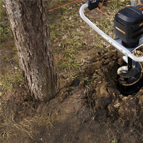 Tarière à batterie WORX WG865E | 40V (2x20V) | Brushless | Ø200 mm | 2 vit. + marche arrière | anti-recul | Avec batteries et ch