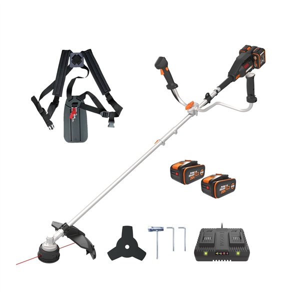 Débroussailleuse WORX WG084E | 40V (2x20V) | Brushless | 38 cm fil / 25,5 cm disque | 2 Batteries 4,0 Ah et Chargeur