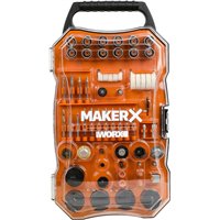 MAKERX Worx WA7208 – Kit d'accessoires pour outil rotatif, 201 pièces, Coffret, compatible 1/8"