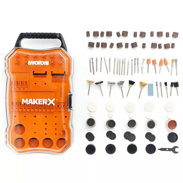 MAKERX Worx WA7208 – Kit d'accessoires pour outil rotatif, 201 pièces, Coffret, compatible 1/8"