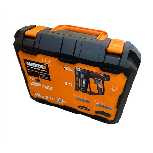 Grappeuse Cloueuse à Batteries Worx WX843 - 20V - Inclut 1 Batterie 2Ah, Chargeur et Coffret