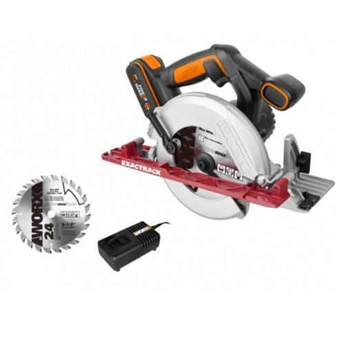 Scie circulaire sans-fil Worx 20V | Disque 165 mm | Avec 1 batterie et chargeur
