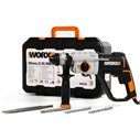 Marteau SDS-Plus 3 fonctions 800W 2,5 J | Worx | WX339.3 | 1.050tr/min, 5.300ipm, boîte de vitesses en aluminium, contrôle de vi