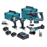 Kit Combo 4 Machines Makita 18V Brushless | DLX4195JX1 | 3x 5,0Ah + DC18RC + Makpac 3 + Makpac 4 2