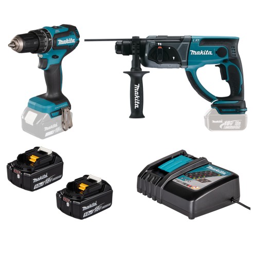 Kit Combo Marteau + Perceuse Makita 18V Brushless | DLX2556T | 2x 5,0Ah + DC18RC