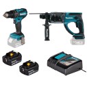 Kit Combo Marteau + Perceuse Makita 18V Brushless | DLX2556T | 2x 5,0Ah + DC18RC