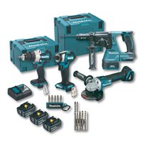 Kit Combo 4 Machines Makita 18V Brushless | DLX4195JX1 | 3x 5,0Ah + DC18RC + Makpac 3 + Makpac 4