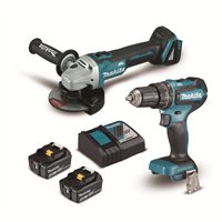 Kit Combo Meuleuse + Perceuse Makita 18V Brushless | DLX2334T | 2x 5,0Ah + DC18RC 2